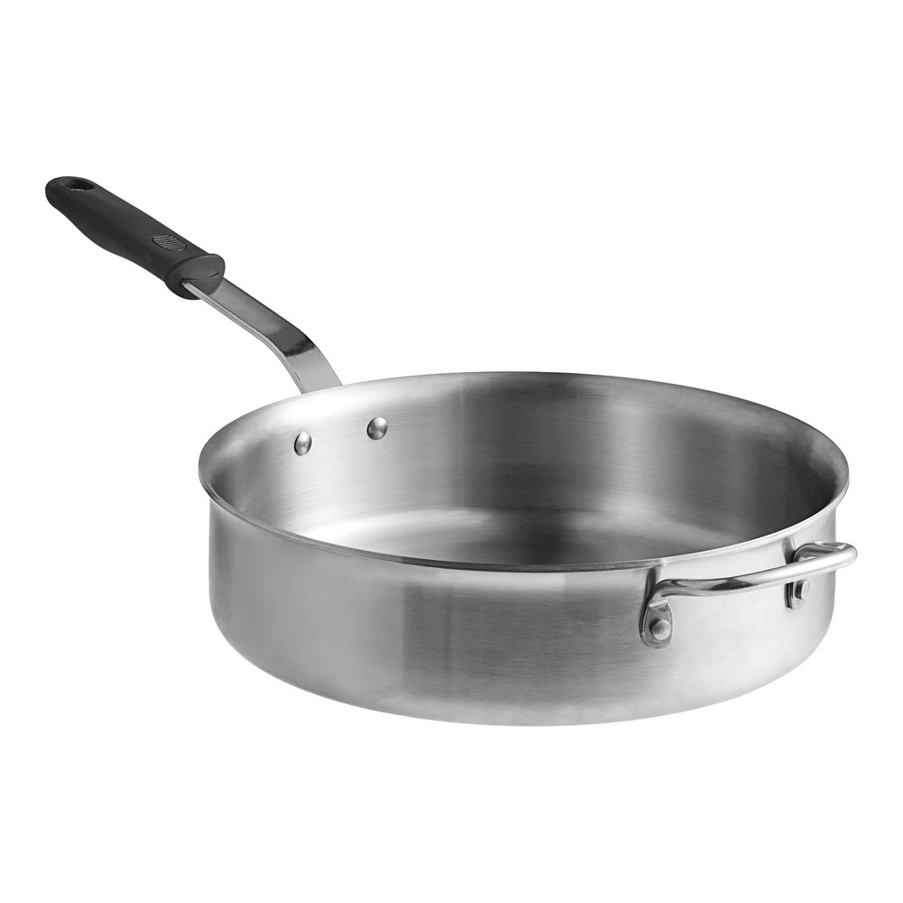 Vollrath Tribute 6 Qt. Tri-Ply Stainless Steel Saute Pan with Black Silicone Handle 702160
