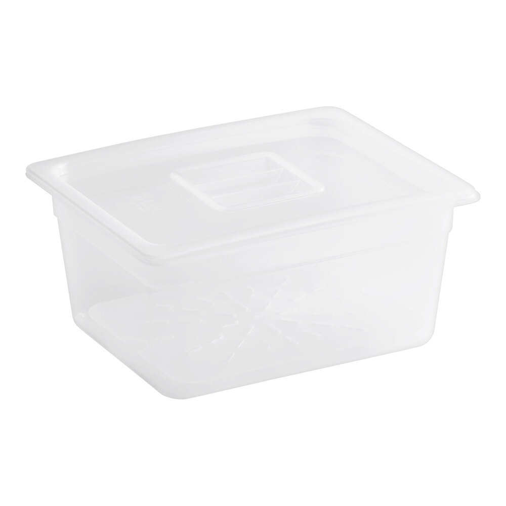 Vigor 1/2 Size 6" Deep Translucent Polypropylene Food Pan with Drain Tray and Lid Kit