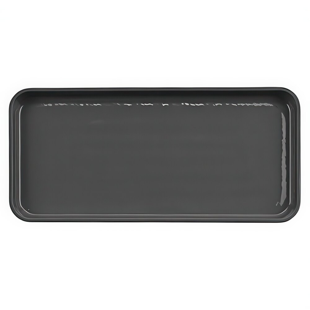 GET Roca Glazed 13" x 6" Gray Melamine Rectangular Plate - 12/Case