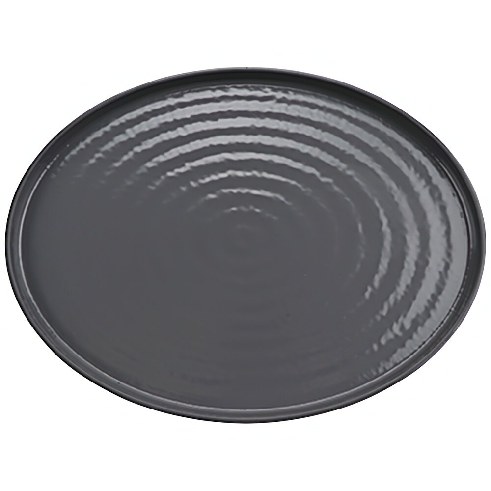 GET Roca Glazed 16" x 12" Gray Melamine Oval Platter - 6/Case