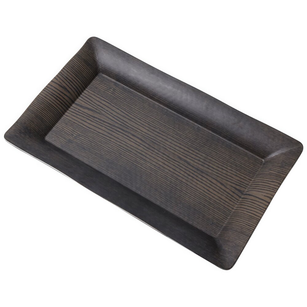 American Metalcraft WMEL23 18" x 8 1/4" Rectangular Walnut Melamine Platter