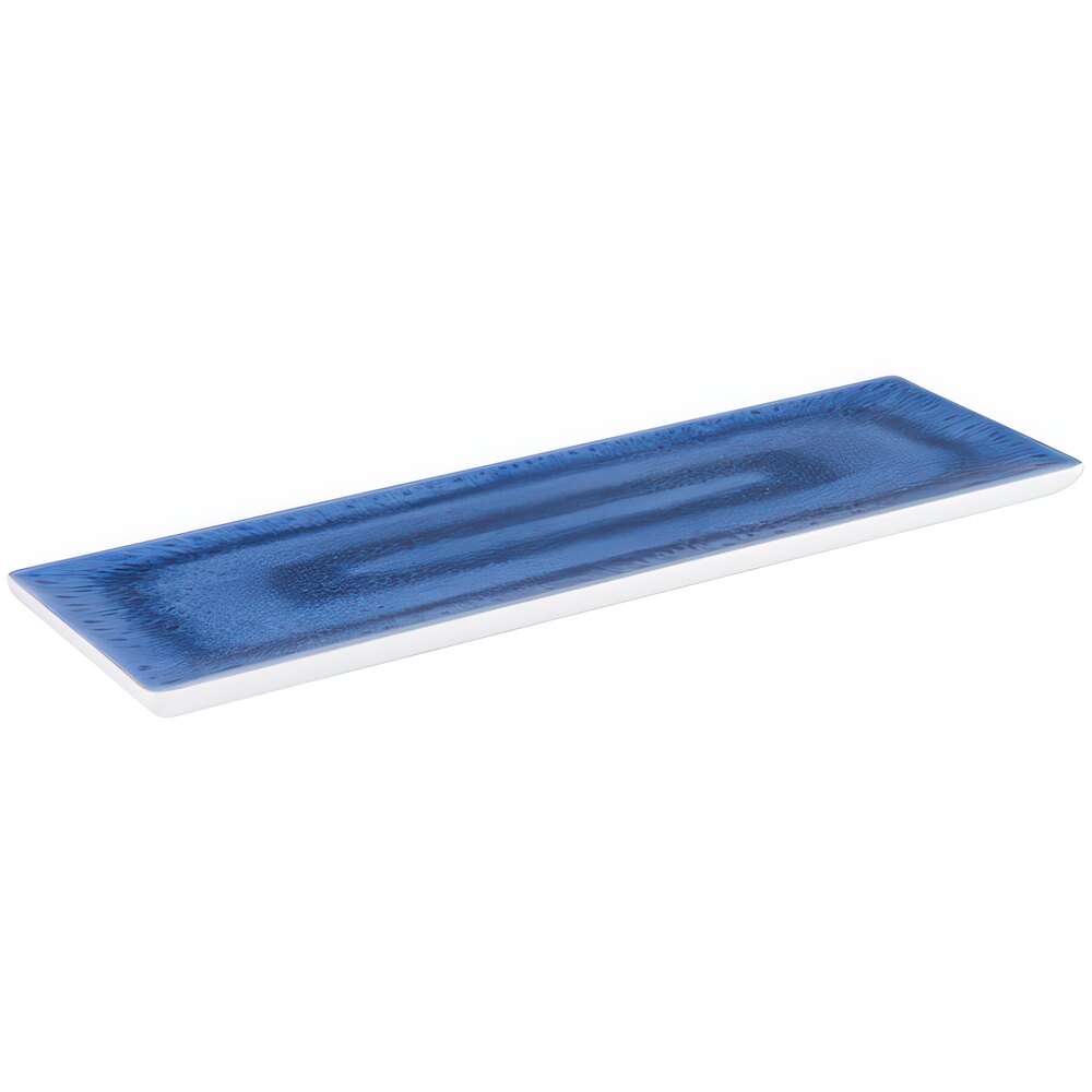 APS Blue Ocean 20 7/8" x 6 3/8" x 13/16" Rectangular Melamine Serving Tray - 6/Case