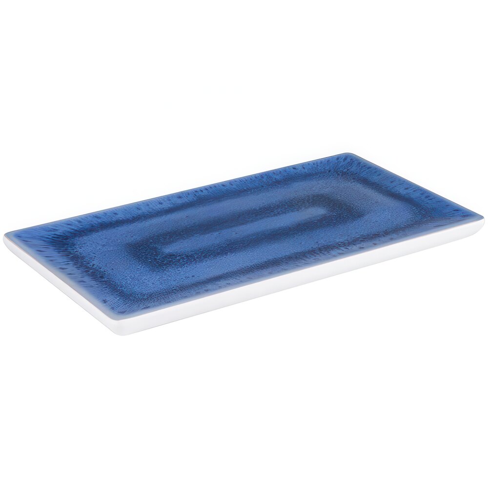 APS Blue Ocean 12 7/8" x 10 7/16" x 13/16" Rectangular Melamine Serving Tray - 6/Case