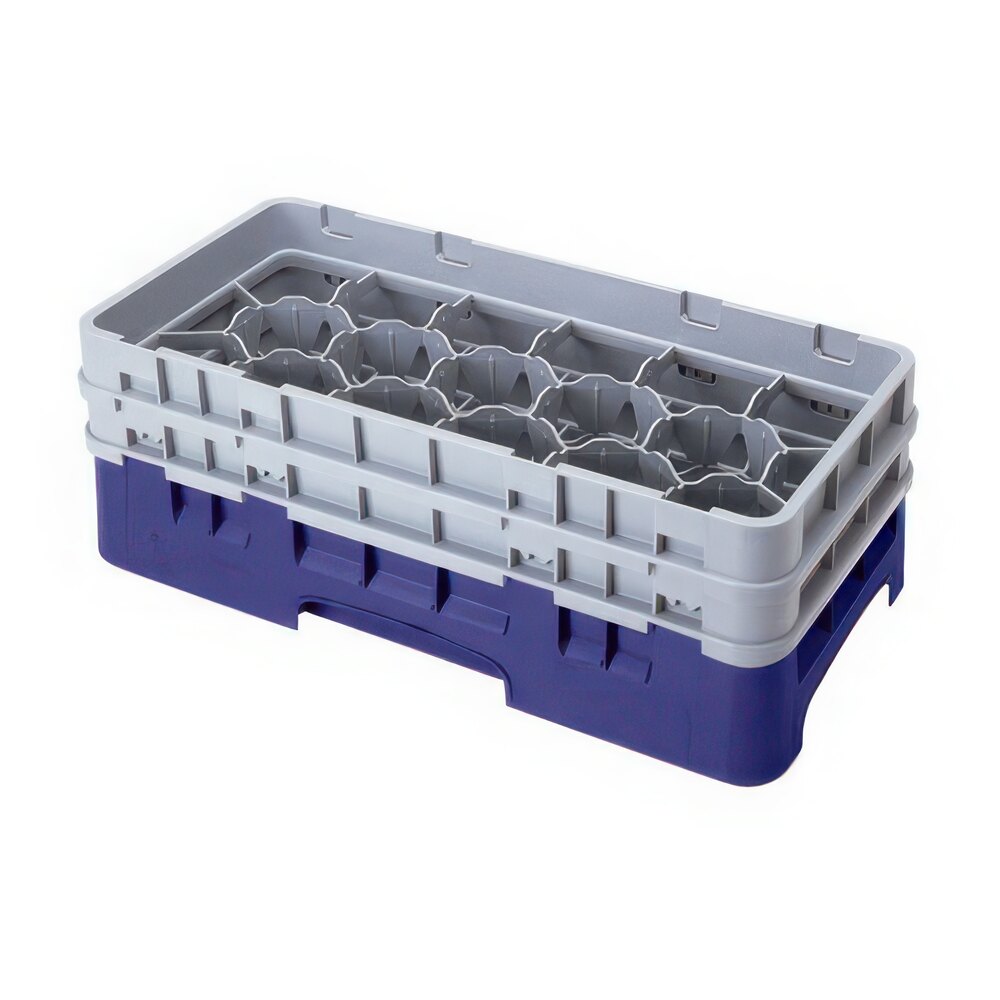 Cambro 17HS434186 Camrack 5 1/4" High Navy Blue 17 Compartment Half Size Glass Rack