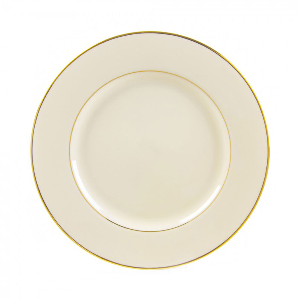 10 Strawberry Street CGLD0005 6 3/4" Cream Double Gold Line Porcelain Bread and Butter Plate - 24/Case