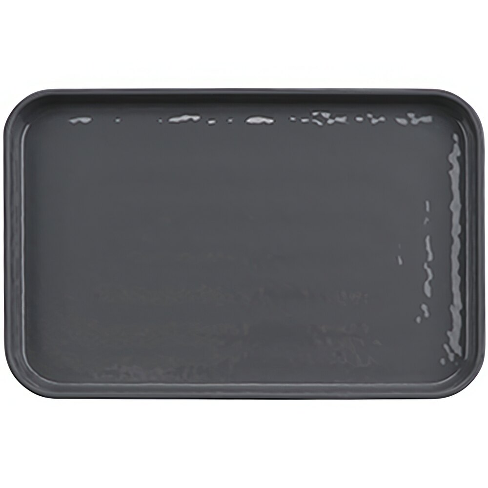 GET Roca Glazed 12" x 8" Gray Melamine Rectangular Plate - 12/Case