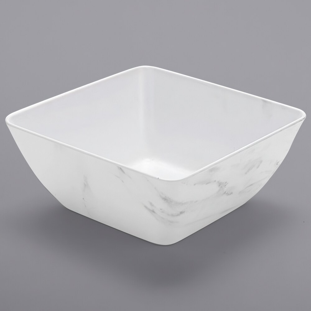American Metalcraft MWMSQ9 127 oz. White Marble Square Melamine Bowl