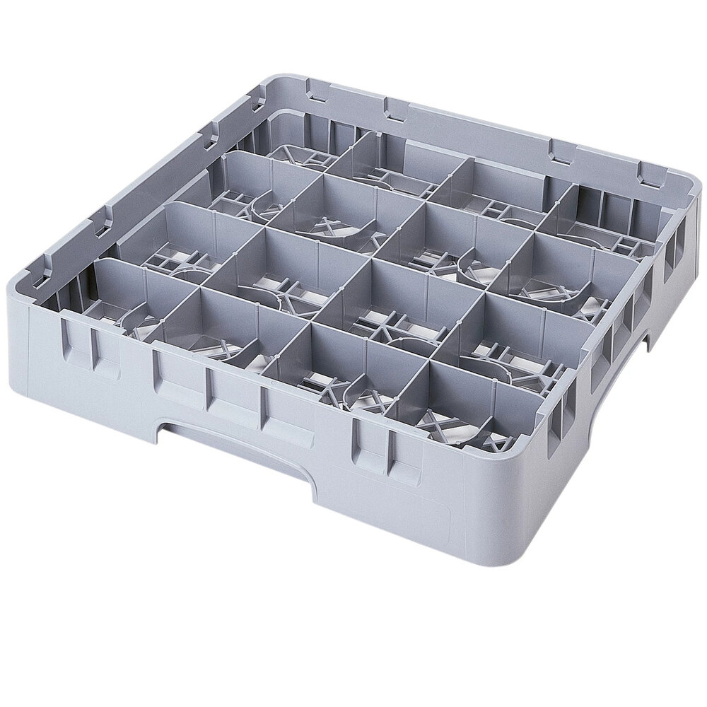 Cambro 16C258151 Camrack 2 5/8" Soft Gray 16 Compartment Full Size Cup Rack