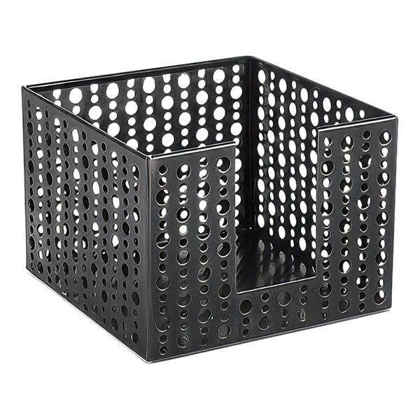 Front of the House Dots 5 1/2" x 5 1/2" x 4" Matte Black Brushed Stainless Steel Square Napkin Holder