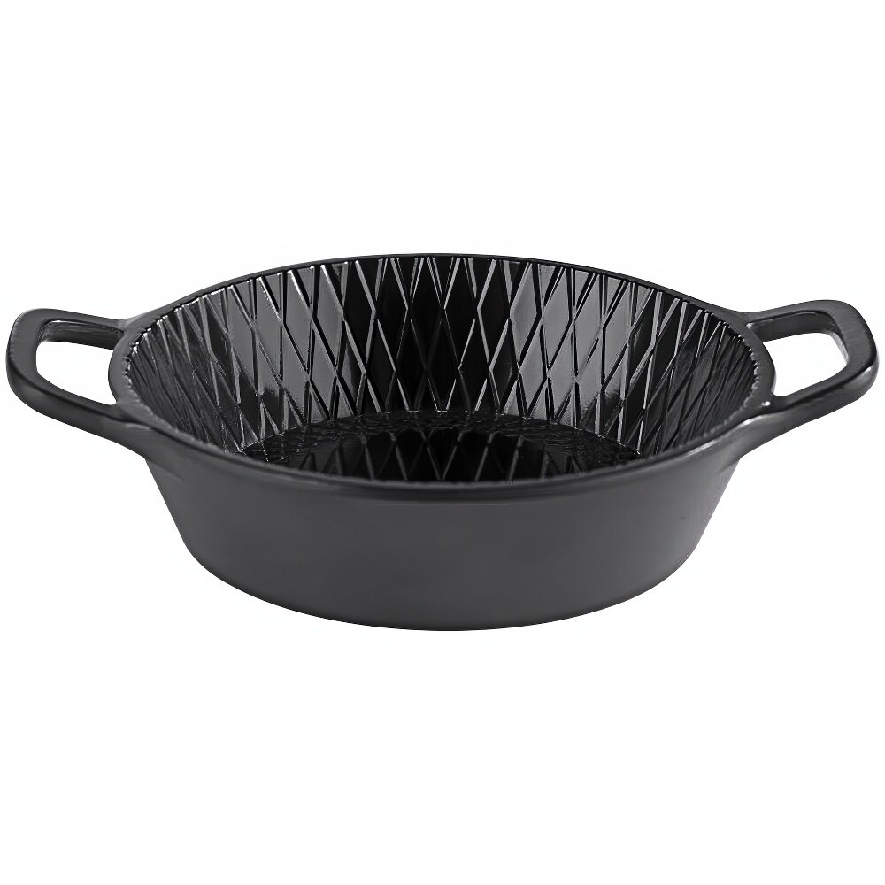 APS Minis 2.375 oz. Hammered Black Two-Handled Melamine Bowl - 60/Case