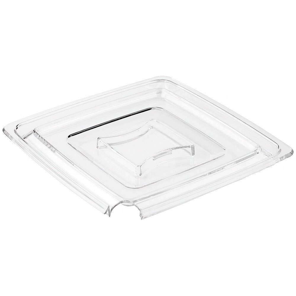 APS Pure 7 11/16" x 7 11/16" x 9/16" Clear SAN Plastic Square Cover with Spoon Holder APS 83600