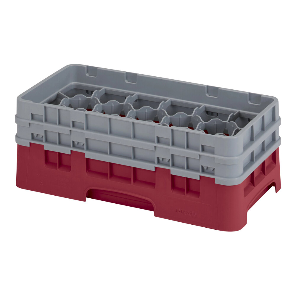 Cambro 17HS434416 Camrack 5 1/4" High Cranberry 17 Compartment Half Size Glass Rack