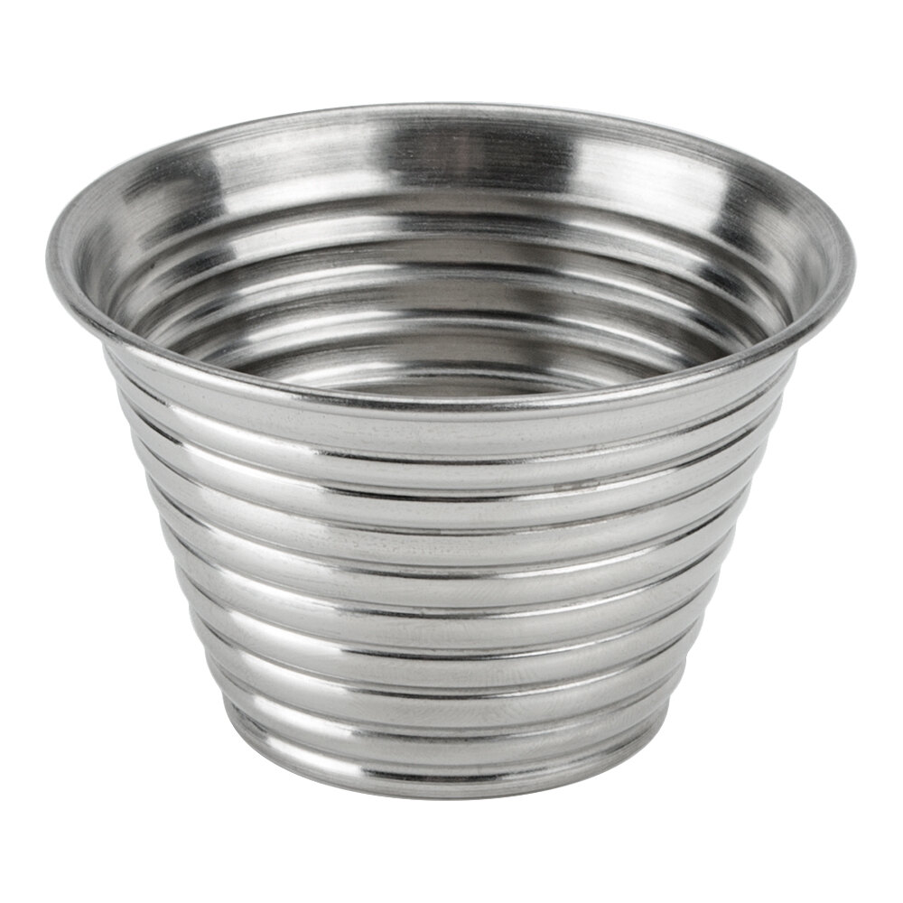 American Metalcraft RSC4 4 oz. Stainless Steel Round Ribbed Sauce Cup - 12/Case