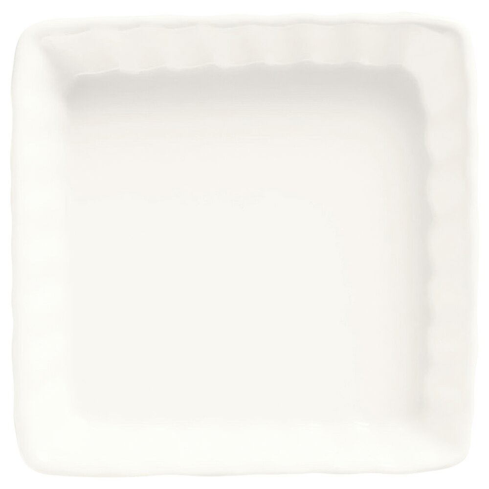 Libbey SCB-006 Bedrock Ovenware 7 oz. Ultra Bright White Square Fluted China Creme Brulee Dish - 24/Case
