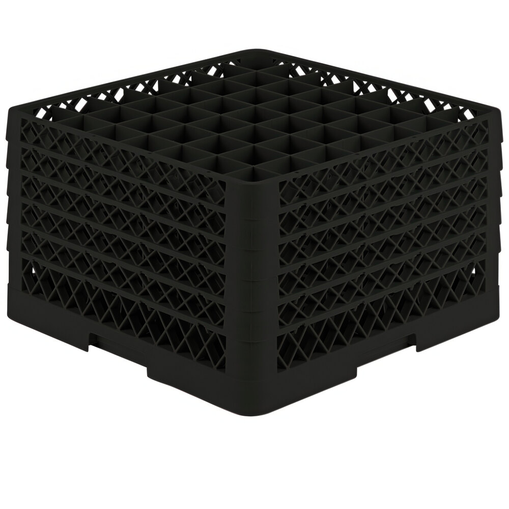 Vollrath TR9EEEEA Traex® Full-Size Black 49-Compartment 11" Glass Rack with Open Rack Extender On Top