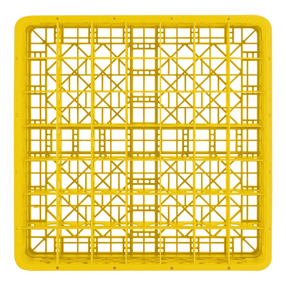 Vollrath TR9EEEEA Traex® Full-Size Yellow 49-Compartment 11" Glass Rack with Open Rack Extender On Top