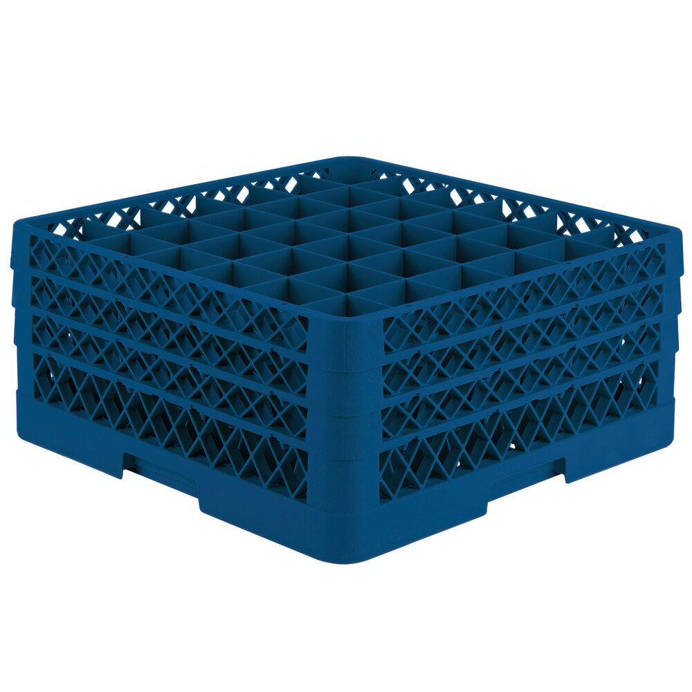 Vollrath TR7CCC Traex® Full-Size Royal Blue 36-Compartment 7 7/8" Glass Rack