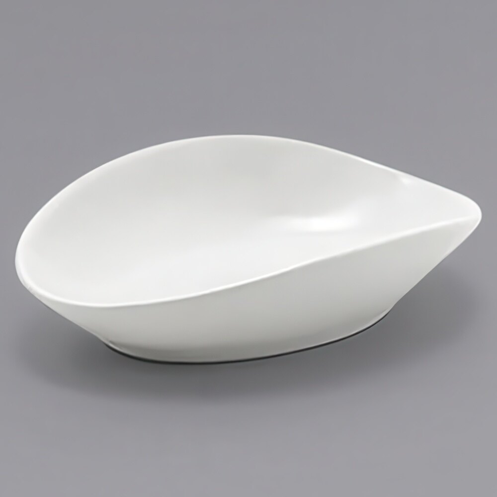Front of the House DSD061WHP23 Tides 3 oz. Semi-Matte White Oval Porcelain Ramekin - 12/Case