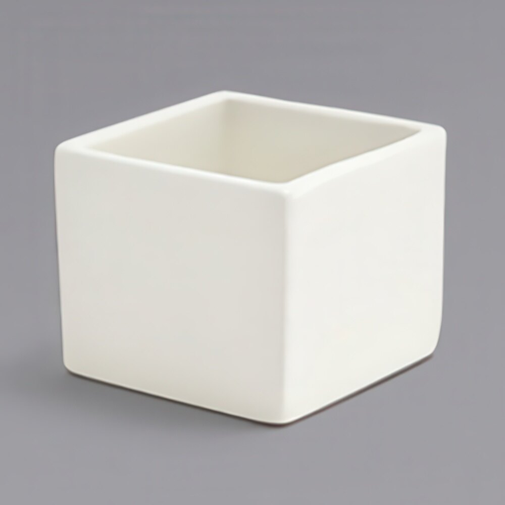 Front of the House DSD034BEP24 Catalyst Canvas 1 oz. European White Square Porcelain Ramekin - 24/Case
