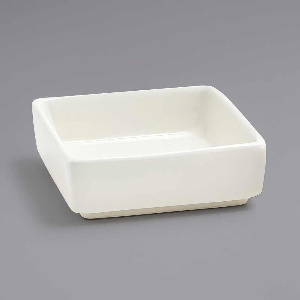 Front of the House DSD028BEP24 Catalyst Mod 2.5 oz. European White Square Porcelain Ramekin - 24/Case
