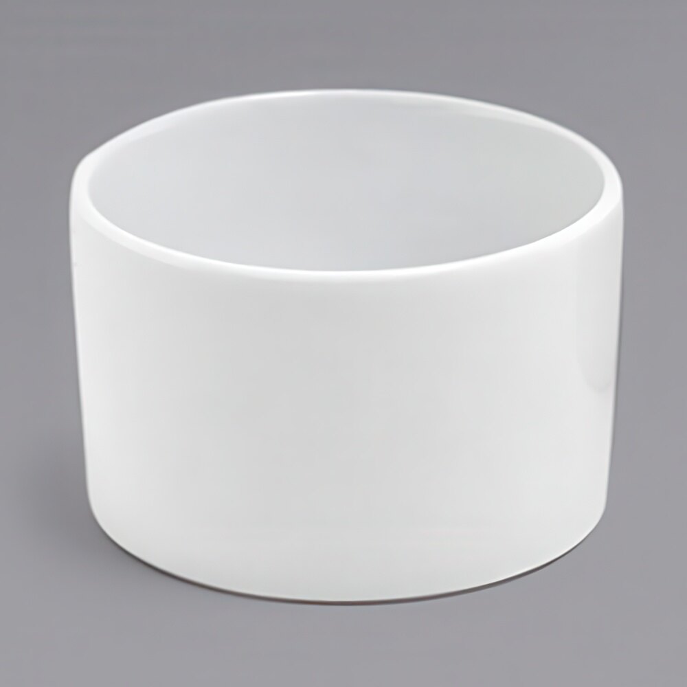 Front of the House ASC014WHP13 Soho 6 oz. Bright White Round Porcelain Ramekin - 12/Case