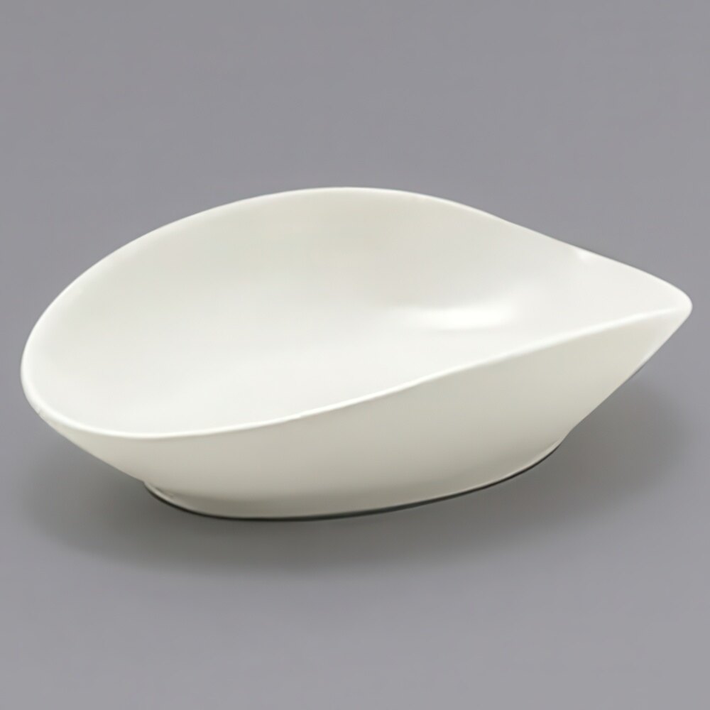 Front of the House DSD062BEP23 Tides 1.5 oz. Semi-Matte Scallop Oval Porcelain Ramekin - 12/Case