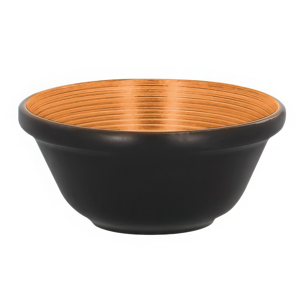 RAK Porcelain TRBASB12BC Trinidad 8.45 oz. Cedar and Black Stackable Porcelain Bowl - 12/Case