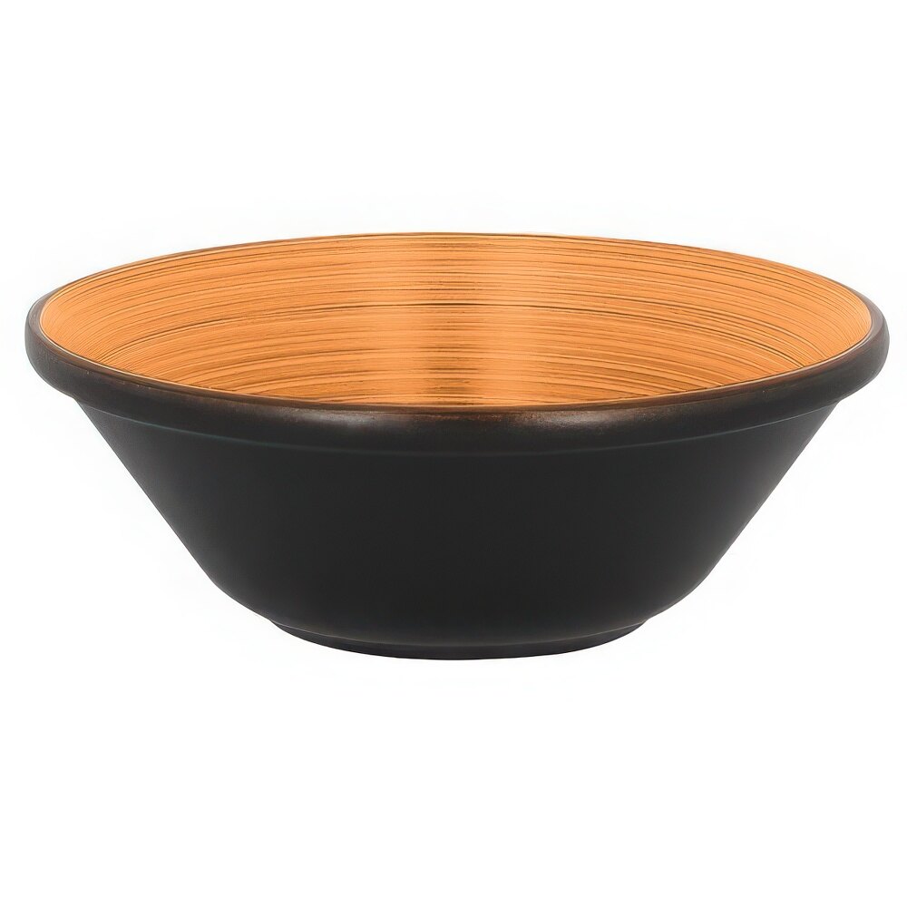 RAK Porcelain TRBASB18BC Trinidad 24.35 oz. Cedar and Black Stackable Porcelain Bowl - 12/Case