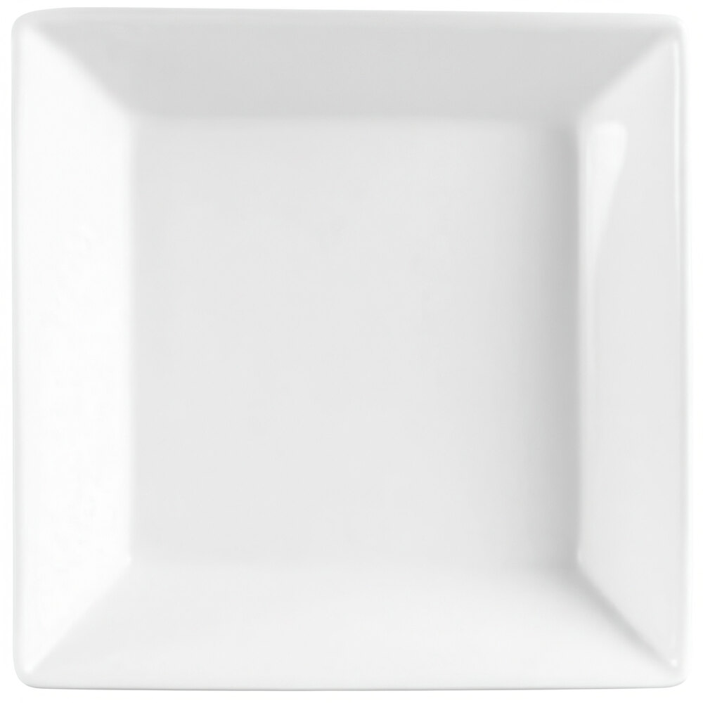 8" Bright White Square Porcelain Bowl - 24/Case
