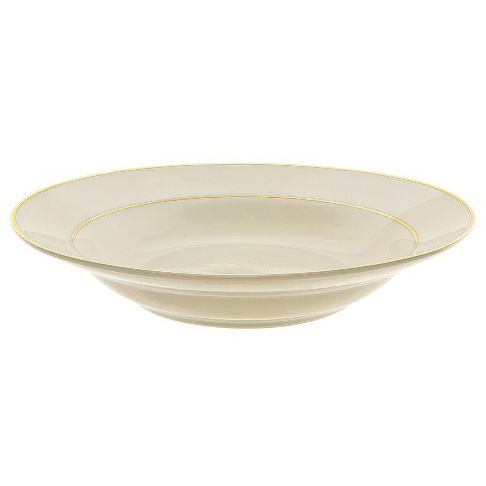 10 Strawberry Street CGLD0003 9" 10 oz. Cream Double Gold Line Porcelain Soup Bowl - 24/Case