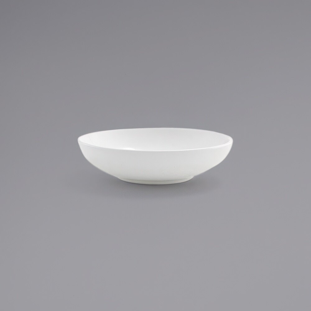 Front of the House DBO079WHP23 Harmony 10 oz. Bright White Low Round Porcelain Bowl - 12/Case
