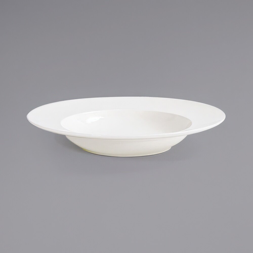 Front of the House DBO179BEP22 Catalyst 12 oz. European White Wide Rim Round Porcelain Bowl - 6/Case
