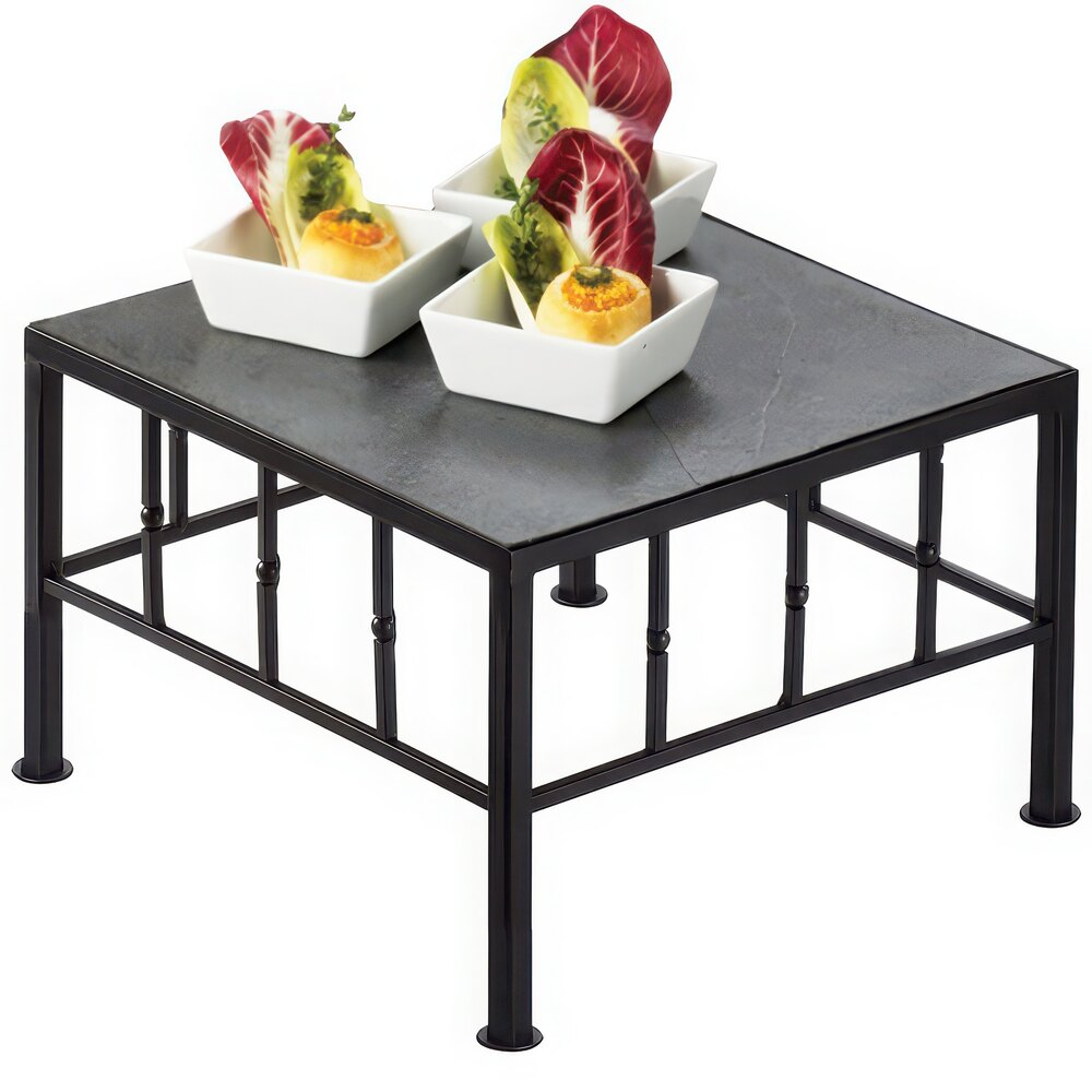 Cal-Mil 1711-7-65 Iron Black Square Riser with Slate Top - 12" x 7"