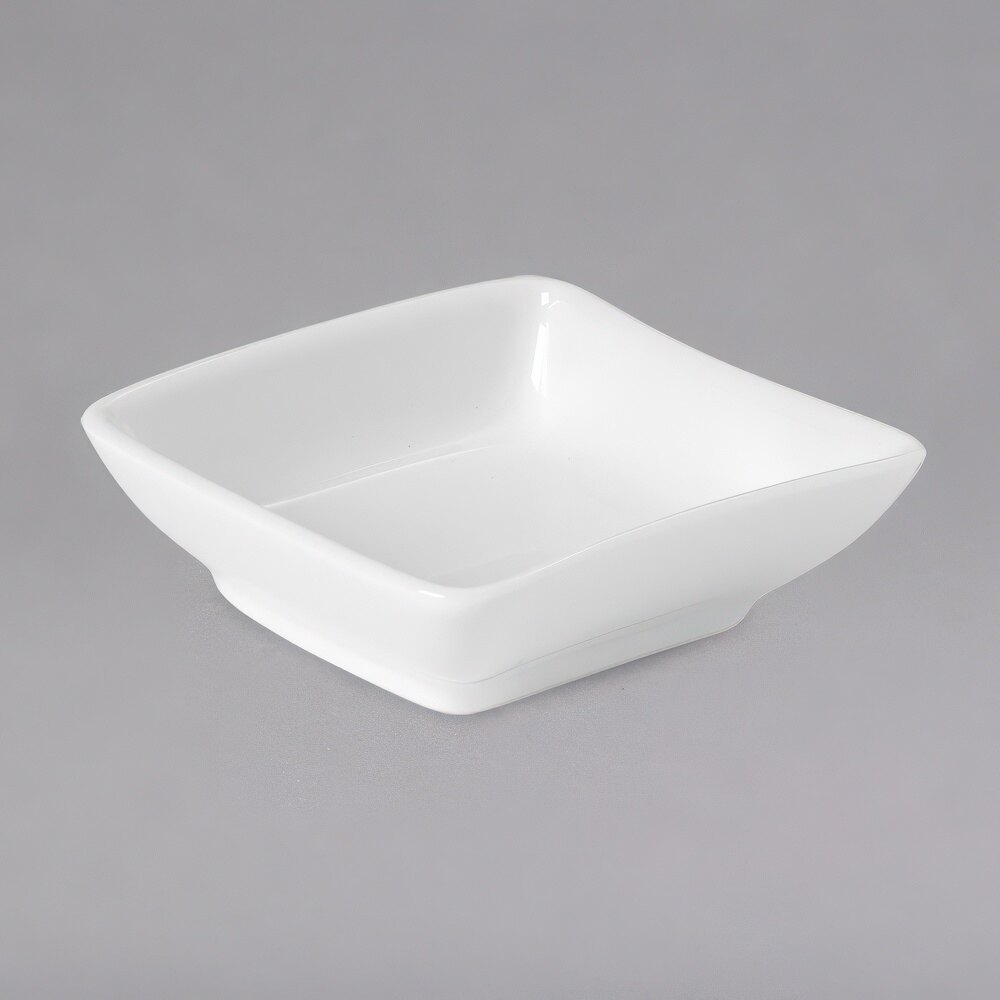 Villeroy & Boch 10-2525-3932 NewWave 4.05 oz. Square White Premium Porcelain Dip Bowl - 4/Case