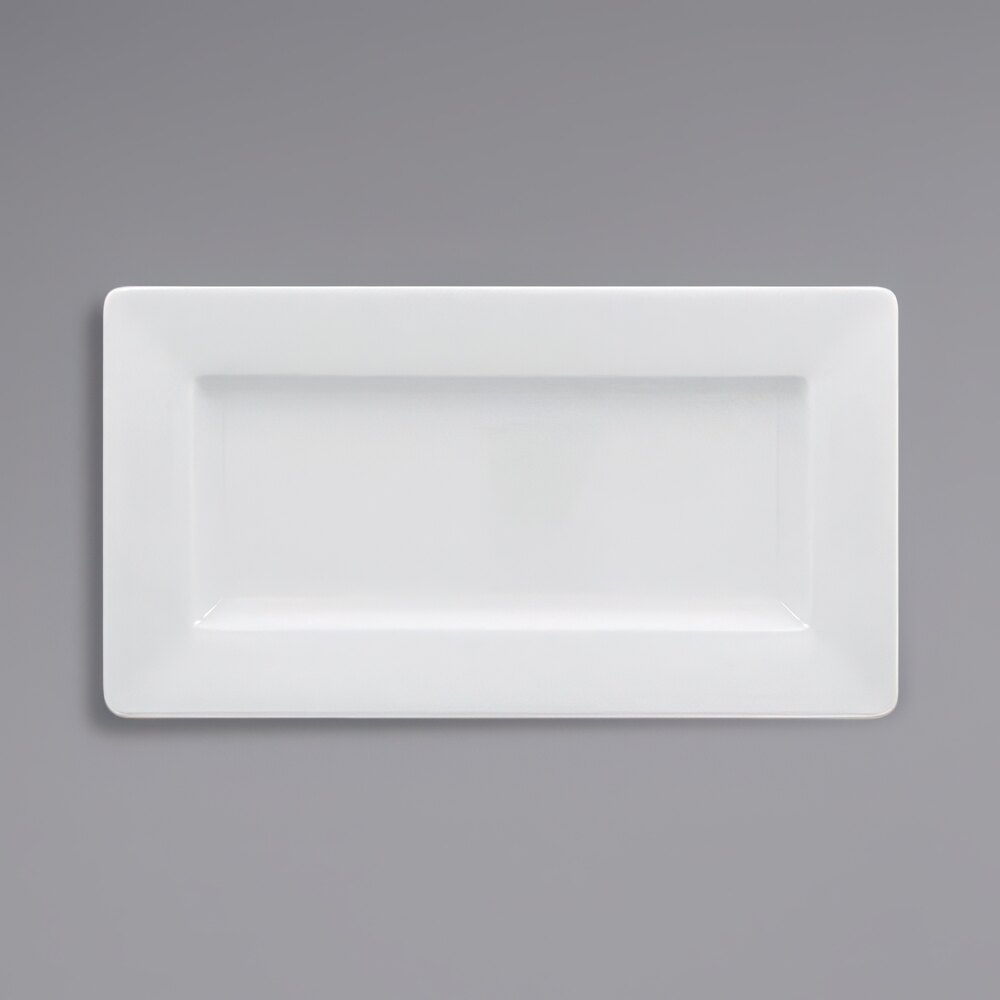 RAK Porcelain Polaris Access 9 1/2" x 5 1/8" Wide Rim Rectangular Porcelain Plate - 12/Case