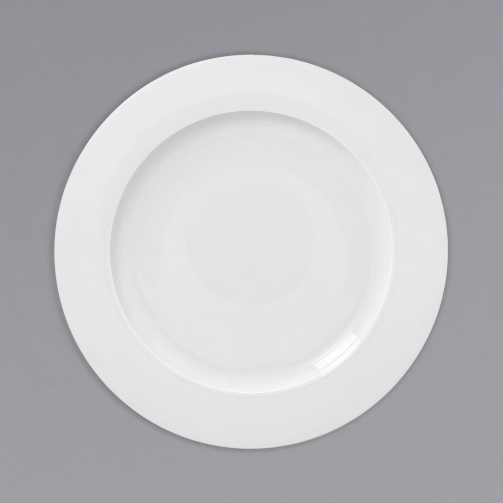 RAK Porcelain Polaris Access 12 1/4" Wide Rim Porcelain Flat Plate - 6/Case