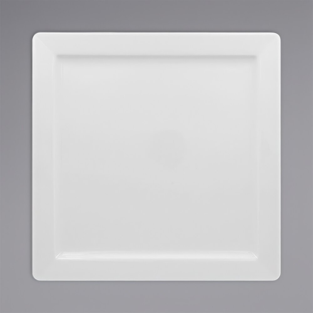 RAK Porcelain Polaris Access 11 13/16" Wide Rim Square Porcelain Plate - 6/Case