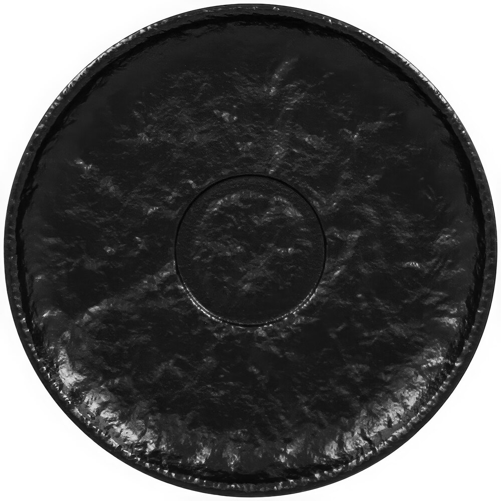 RAK Porcelain Roks 6 1/2" Black Round Porcelain Saucer - 12/Case