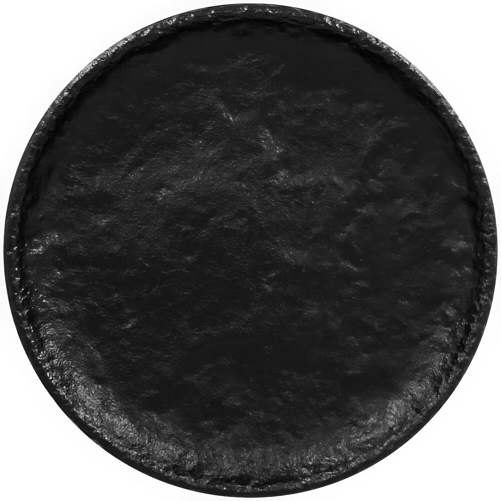 RAK Porcelain Roks 5 7/8" Black Round Porcelain Flat Coupe Plate - 24/Case