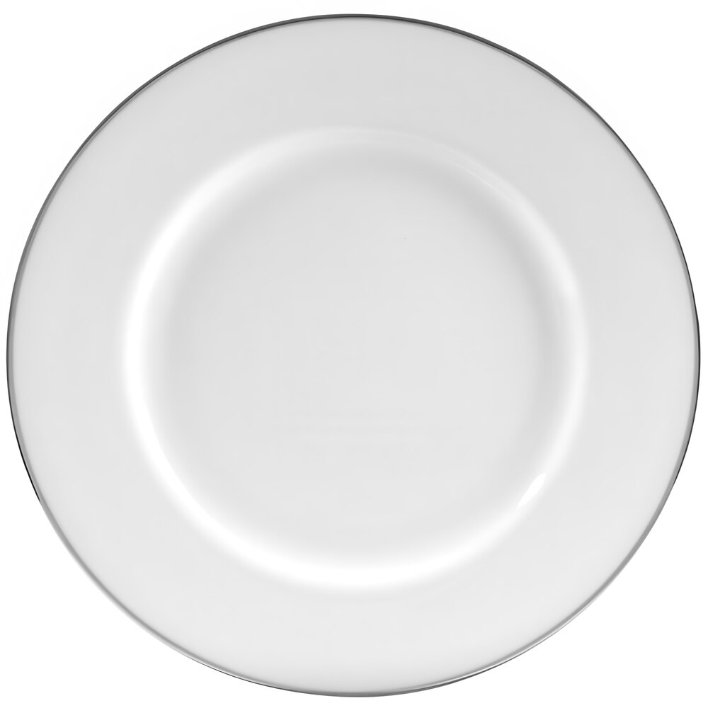 10 Strawberry Street SL0001 10 3/4" Silver Line Porcelain Plate - 24/Case