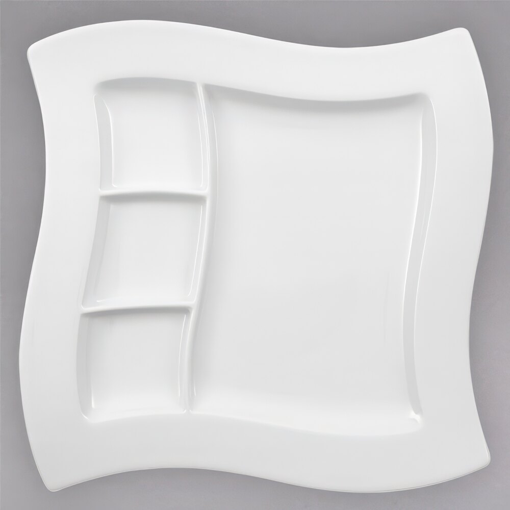 Villeroy & Boch 10-2525-2855 NewWave 10 5/8" Square White Premium Porcelain Grill Plate - 4/Case