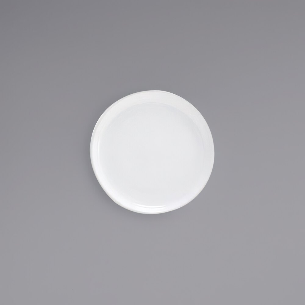 Front of the House DAP043WHP23 Harmony 5 1/2" Bright White Coupe Round Porcelain Plate - 12/Case