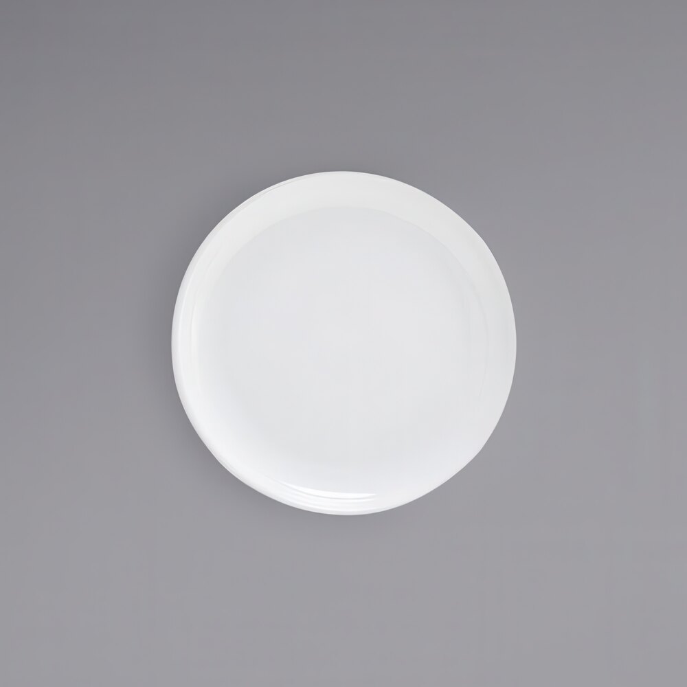 Front of the House DSP018WHP23 Harmony 7 1/2" Bright White Coupe Round Porcelain Plate - 12/Case
