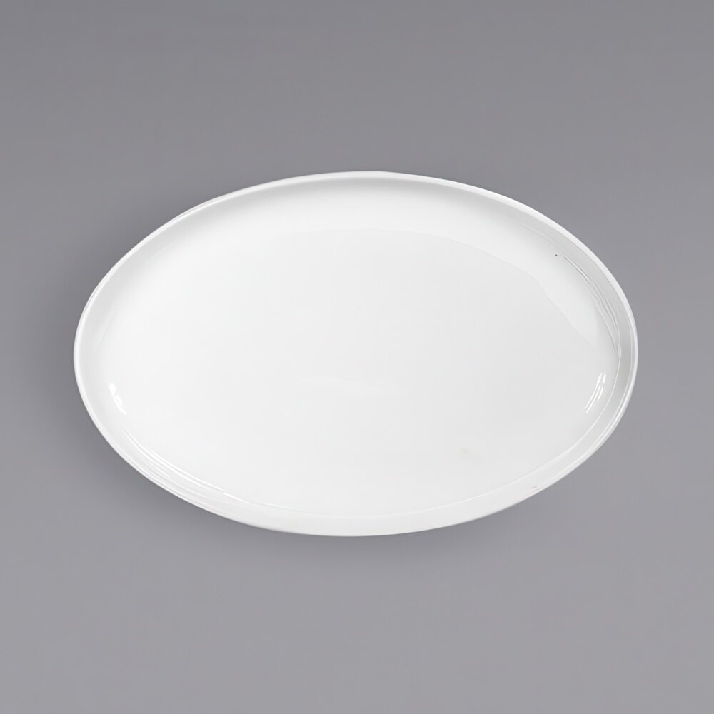 Front of the House SPT063WHP21 Harmony 15" x 9 3/4" Bright White Coupe Oval Porcelain Plate - 4/Case