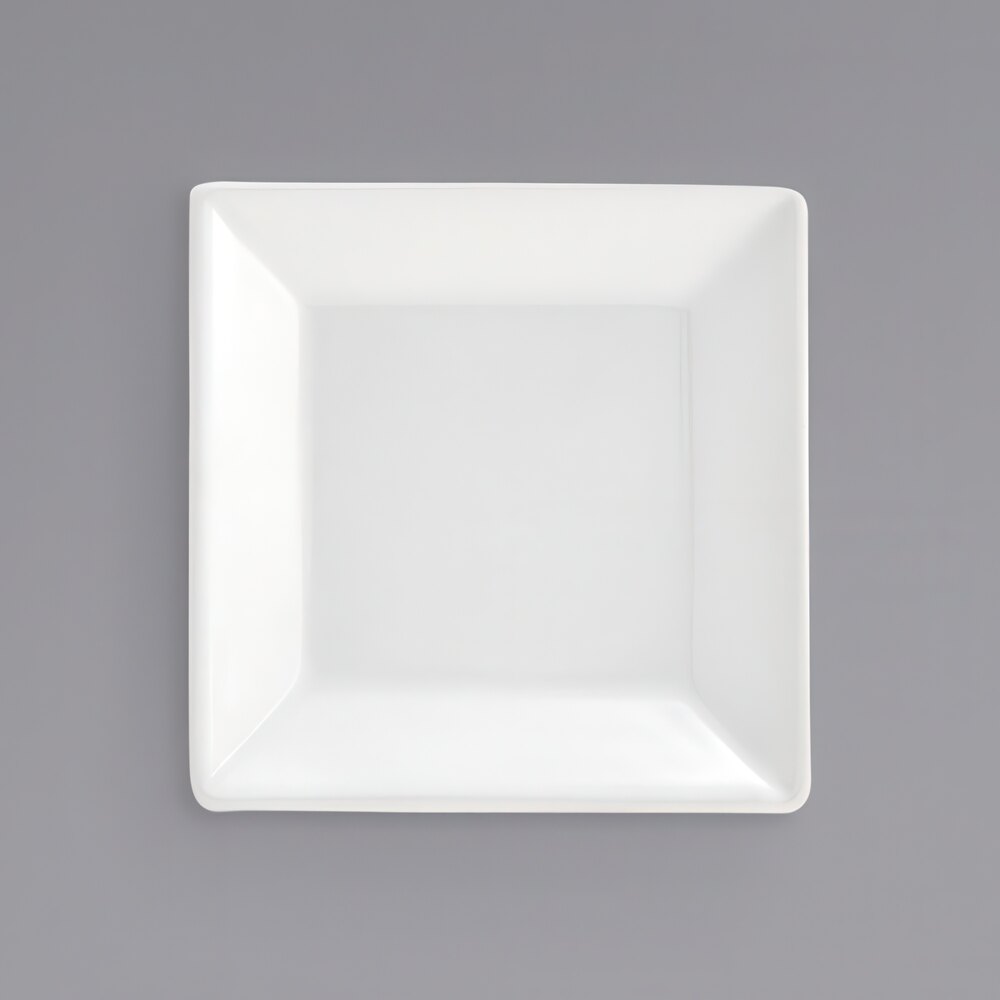 Front of the House DAP002WHP23 Kyoto 5" Bright White Square Porcelain Plate - 12/Case