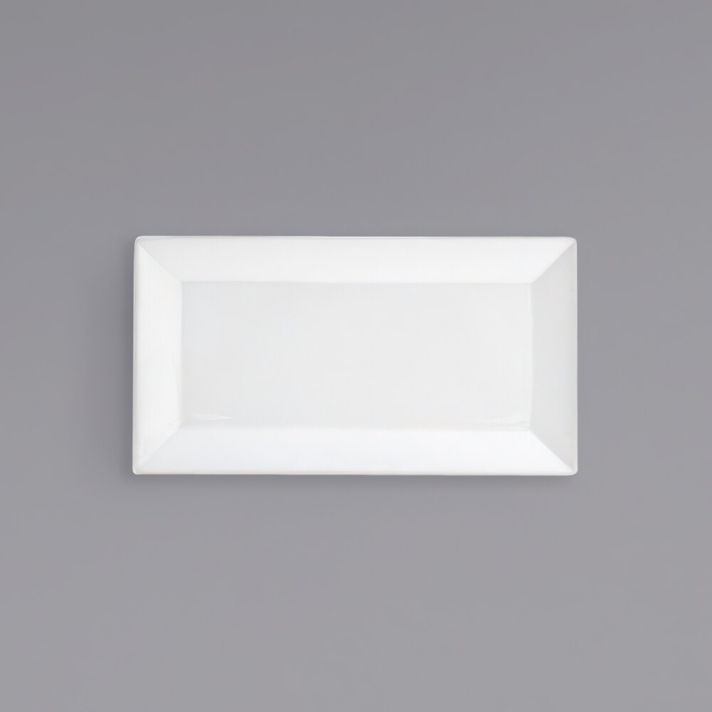 Front of the House DAP055WHP23 Kyoto 11" x 6" Bright White Rectangular Porcelain Plate - 12/Case