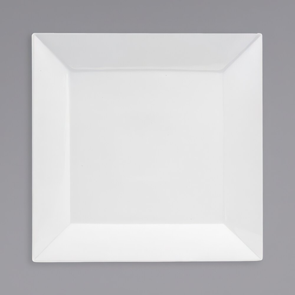 Front of the House DOS027WHP21 Kyoto 11 3/4" Bright White Square Porcelain Plate - 4/Case