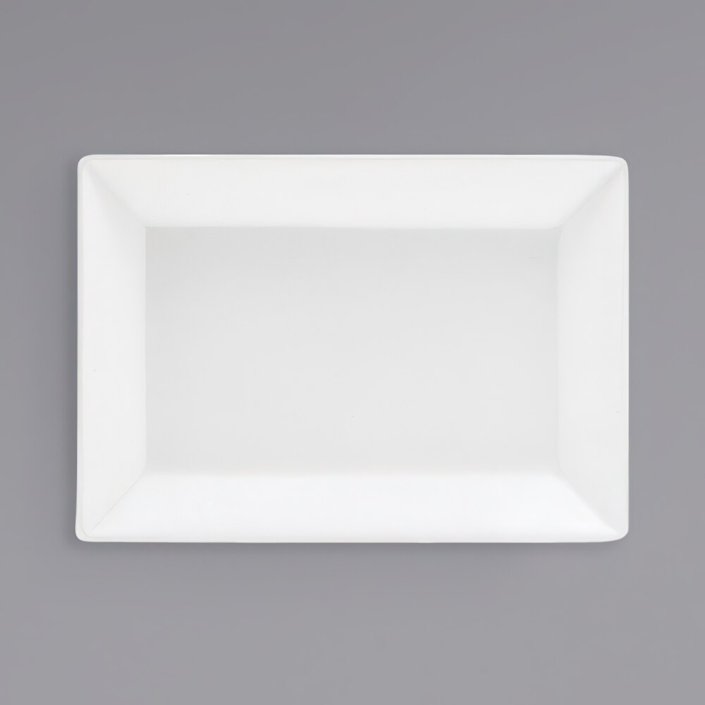 Front of the House DAP081WHP23 Kyoto 7" x 5" Bright White Rectangular Porcelain Plate - 12/Case