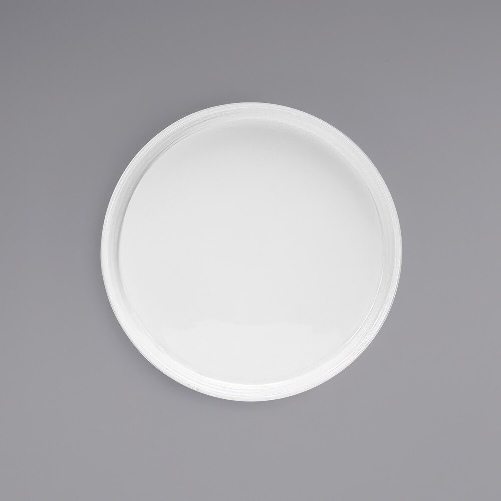 Front of the House DAP084WHP23 Soho 5" Bright White Round Porcelain Plate with Raised Rim - 12/Case