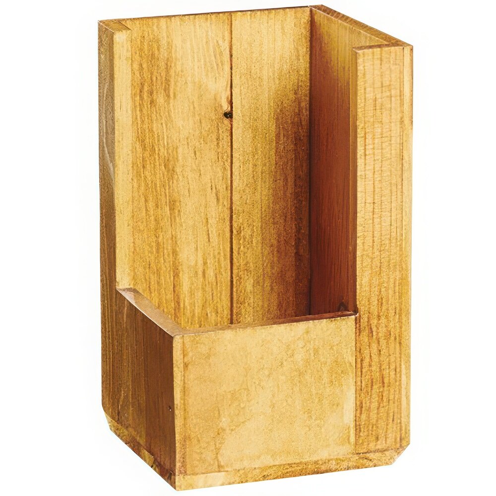 Cal-Mil 22110-99 Madera Rustic Pine Wood Cup / Lid / Condiment Holder - 3 3/4" x 3 3/4" x 6 1/4"